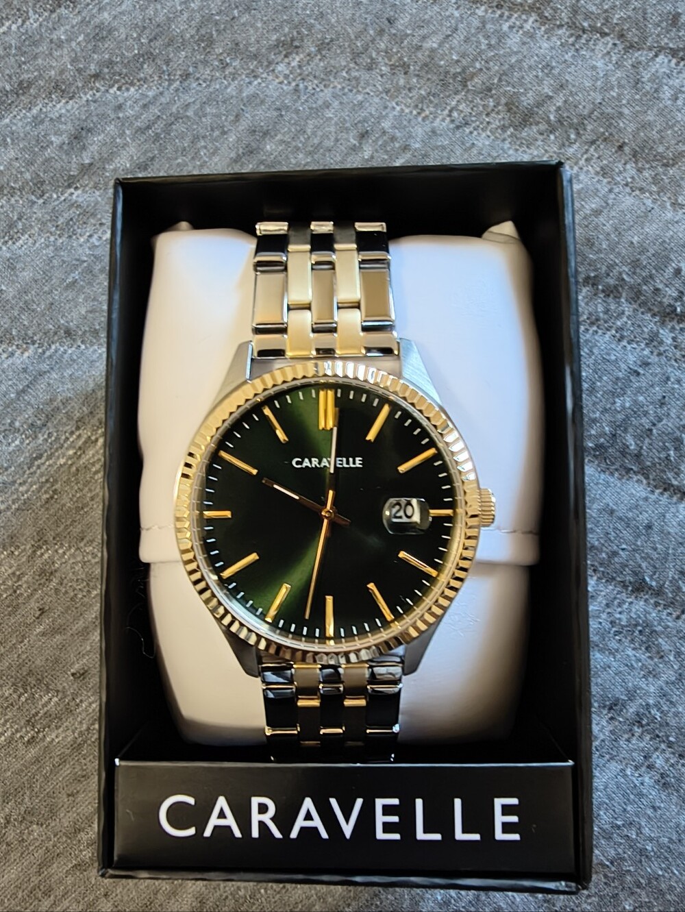 NWT Caravelle by Bulova 45B162 Green Dial Two-Tone 41mm Watch